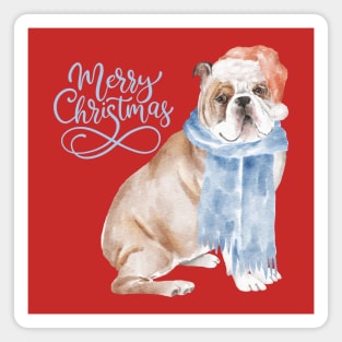 Christmas Bulldog Magnet